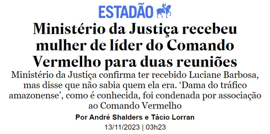 🚨 QUE PORRA É ESSA LULA ??? 

Mulher de líder do Comando Vermelho sendo recebida dentro do Ministério da Justiça?