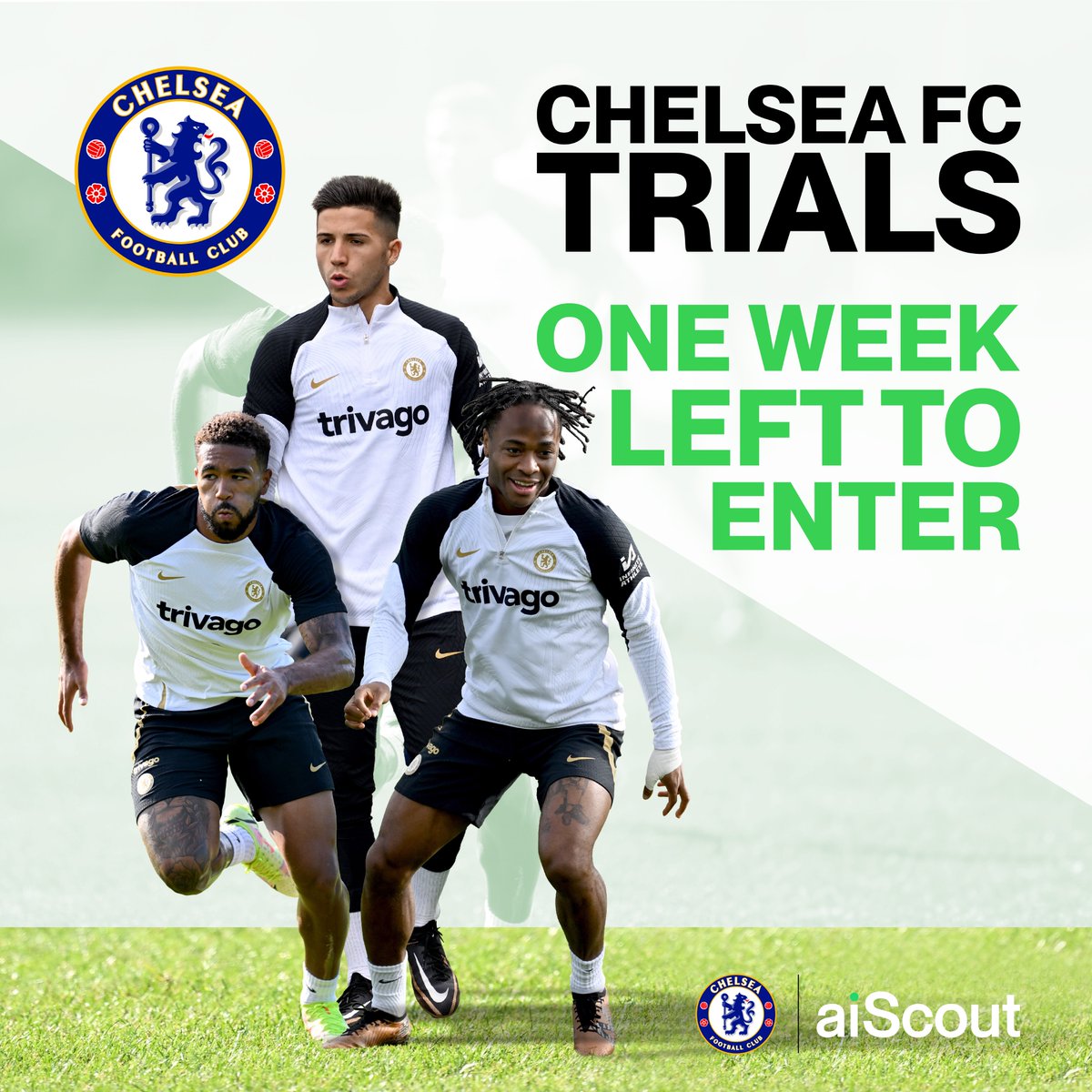 Just one week left to enter - don't miss out on your chance to trial for @ChelseaFC Download or open the aiScout app now!