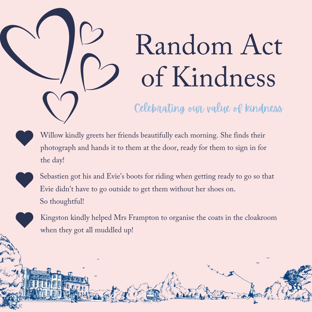 Today is World Kindness Day!⭐

As kindness is one of our core values, we thought we’d share with you what our kindness elves have been getting up to down in Pre-Prep …
#randomactsofkindness #kindnessmatters #worldkindnessday