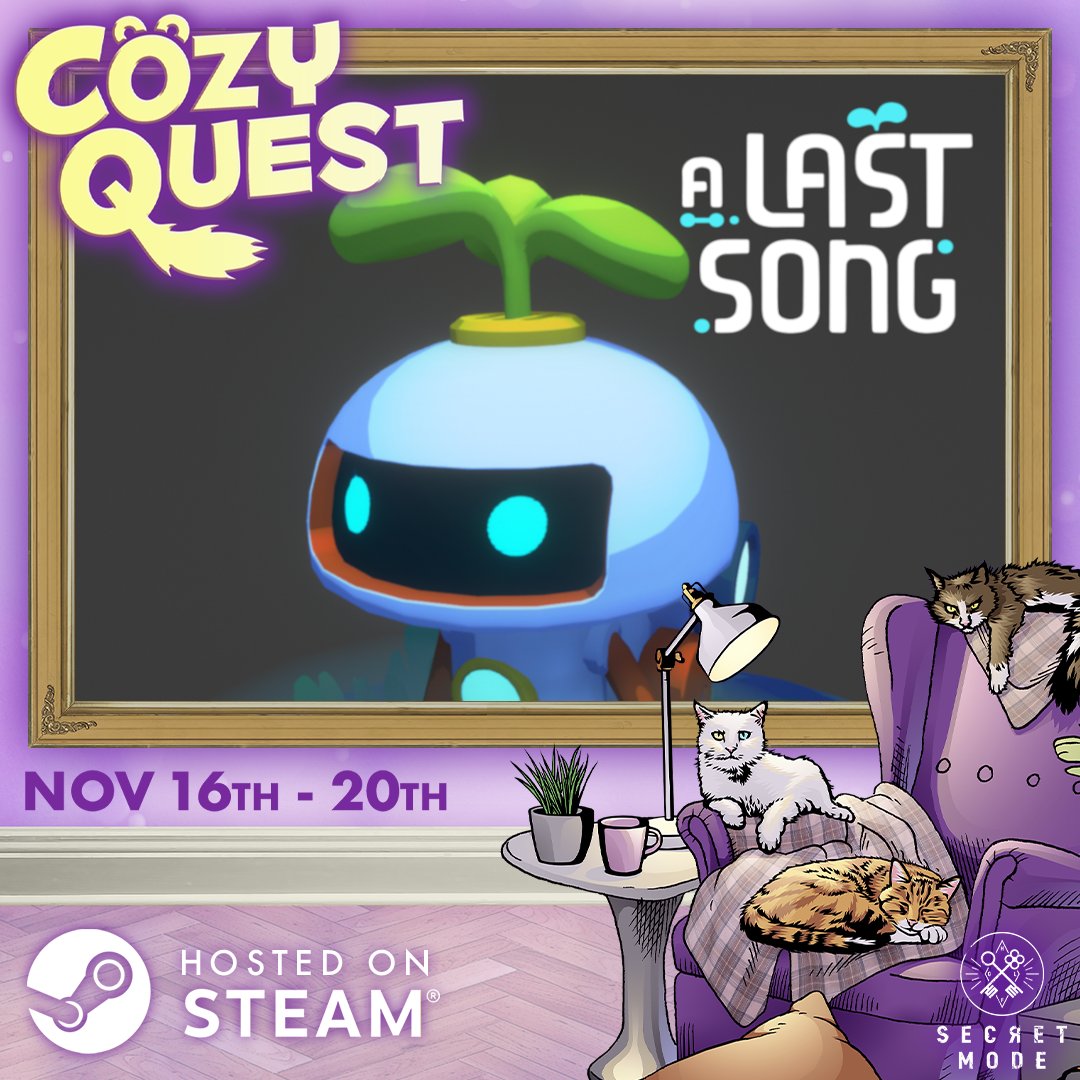 Melobot_ALS's tweet image. 🌟Klaxon d&apos;excitation !🌟 #ALastSong rejoint le festival Cozy Quest de @WeAreSecretMode aux côtés d&apos;une sélection de jeux formidables avec une sensation de good feel incroyable !
Votre escapade de jeu good-feel vous attend du 16 au 20 novembre. 🎮 #WeAreSecretMode #CozyQuest