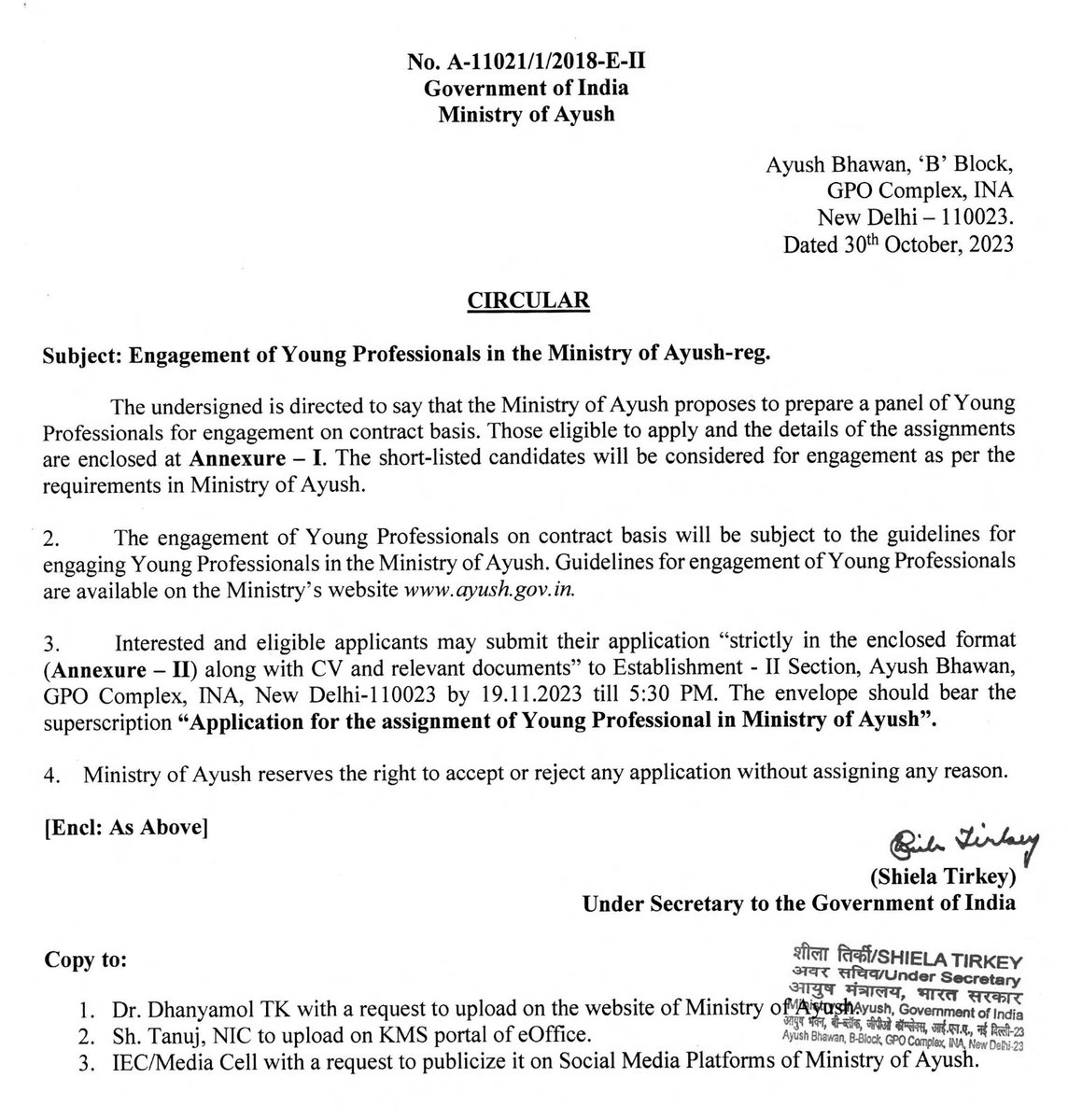 moayush's tweet photo. An exciting opportunity awaits at the Ministry of Ayush as we call for applications from Young Professionals. The deadline for applications is November 19, 2023. Apply Now.
#HiringAlert #MinistryOfAyush #VacancyForYoungProfessional https://t.co/PnFW8Yinq1