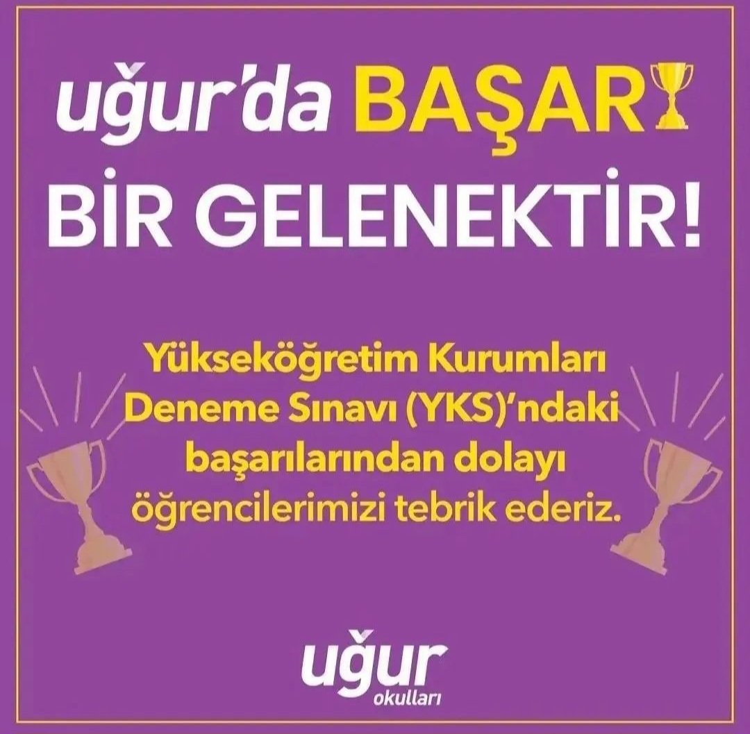 YKS-4 sonuçlarına göre:
☆12.Sınıf öğrencimiz Efe YİĞİT Eşit Ağırlık alanında Türkiye 1.si olmuştur.☆ 12 Sınıf ögrencimiz Yağmur KENARDA Sözel alanında Türkiye 69.su olmuştur.Öğrencimizi ve öğretmenlerimizi tebrik ediyor devamını diliyoruz.
