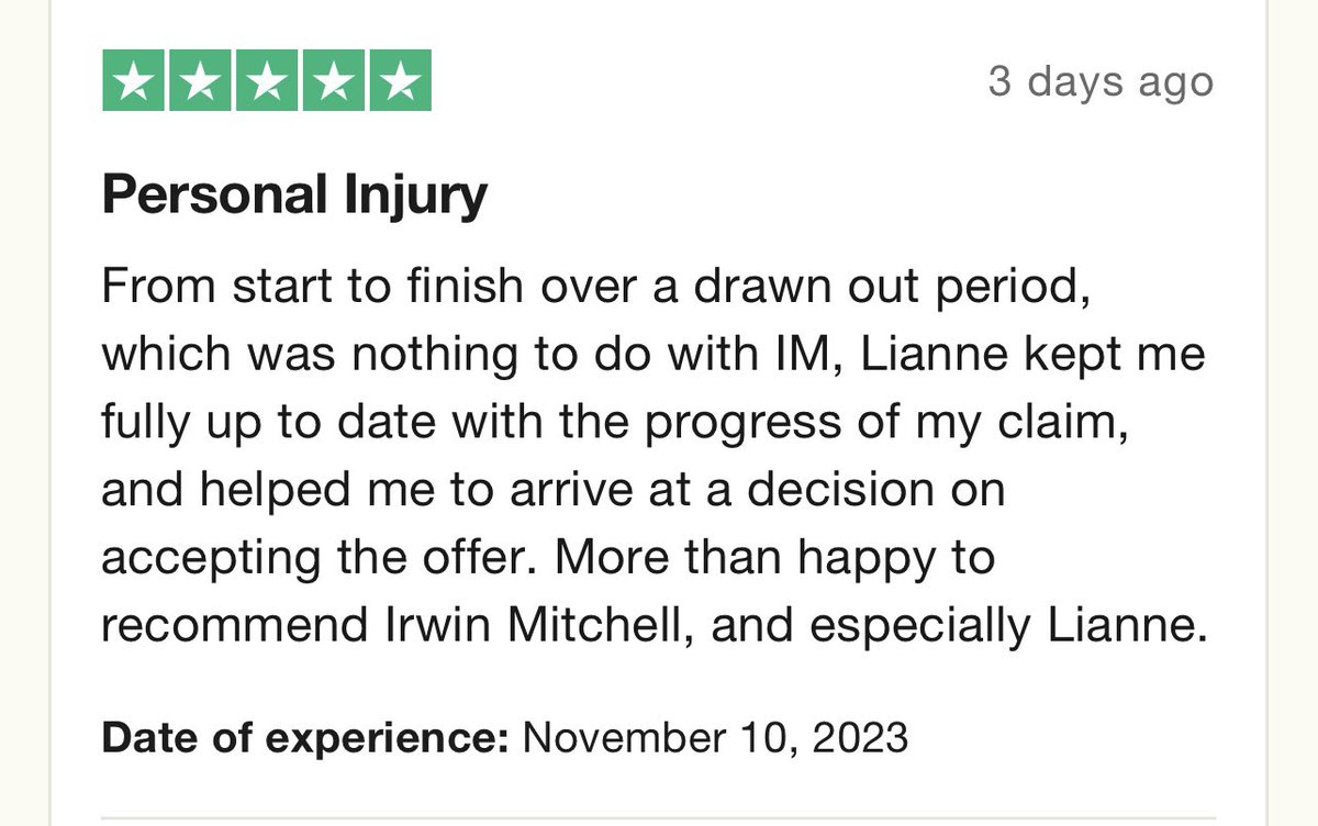 IM_MillyRoss's tweet photo. Some more fabulous 5* reviews for the team over recent weeks!⭐️  #siresolve #seriousinjury #irwinmitchell Congrats to Lianne, Laura, Natalie, Rebecca, Eleanor and Milly #dreamteam https://t.co/FpD91dmLA6
