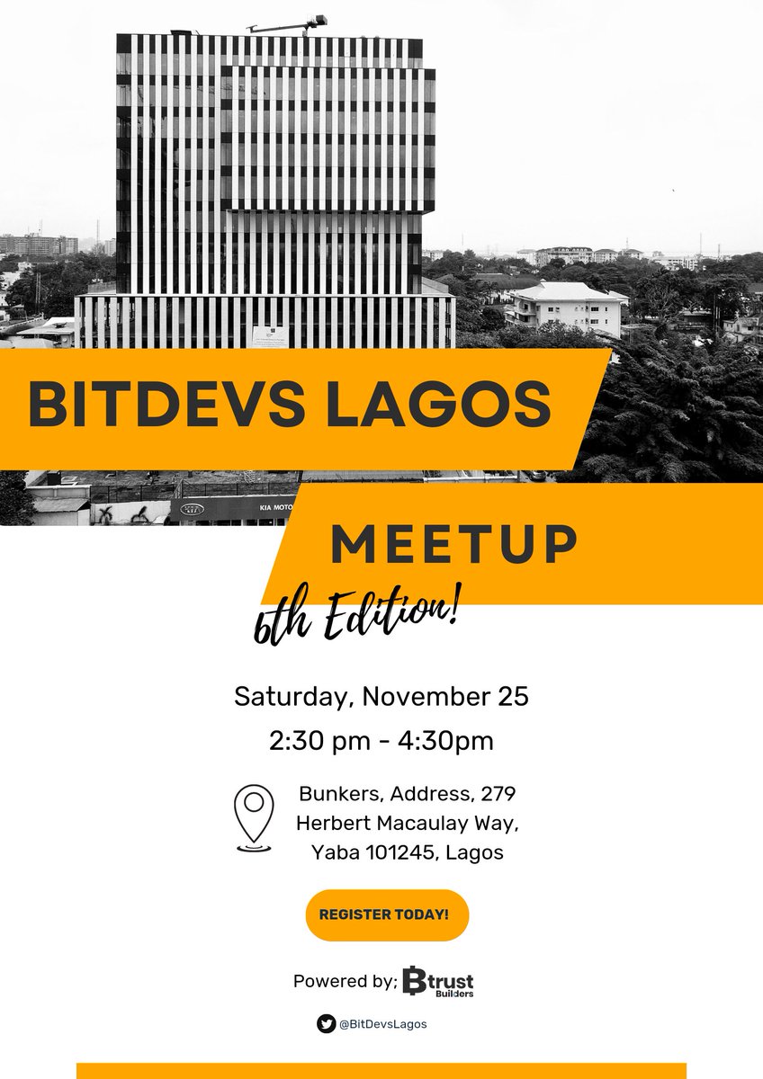btrust_builders's tweet image. Join us for the 6th edition of #BitDevsLagos happening on the 25th of November at 2:30 pm WAT at the BUNKer co-working space.

Join us as we share insights, discuss the latest in Bitcoin development and network.

Register today and we&apos;ll see you there!🎉
eventbrite.com/e/bitdevs-lago…