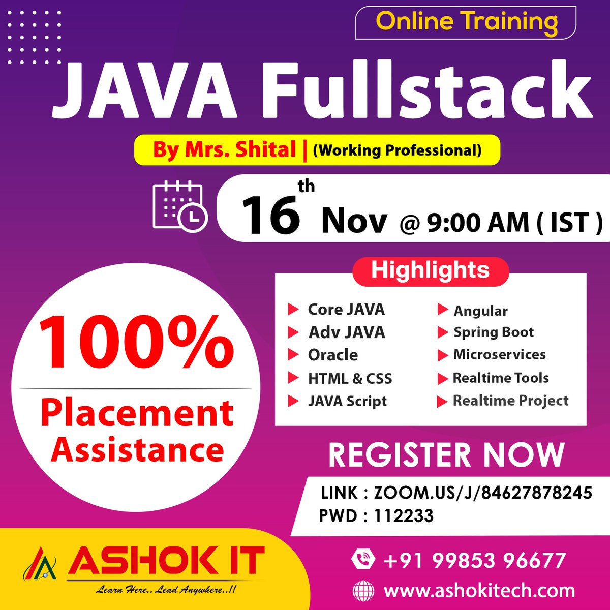 ashokitschool's tweet image. ๐ Java Fullstack Development ๐
โ๏ธ Enroll Now : bit.ly/3noOByz
๐ Free Demo On 16-Nov @ 09:00 AM IST
๐ Subscribe To Our Youtube Channel: bit.ly/41IHJdj
๐ Visit : ashokitech.com
#javafullstackdevelopercourse #java #javafullstacdevelopmentcourse