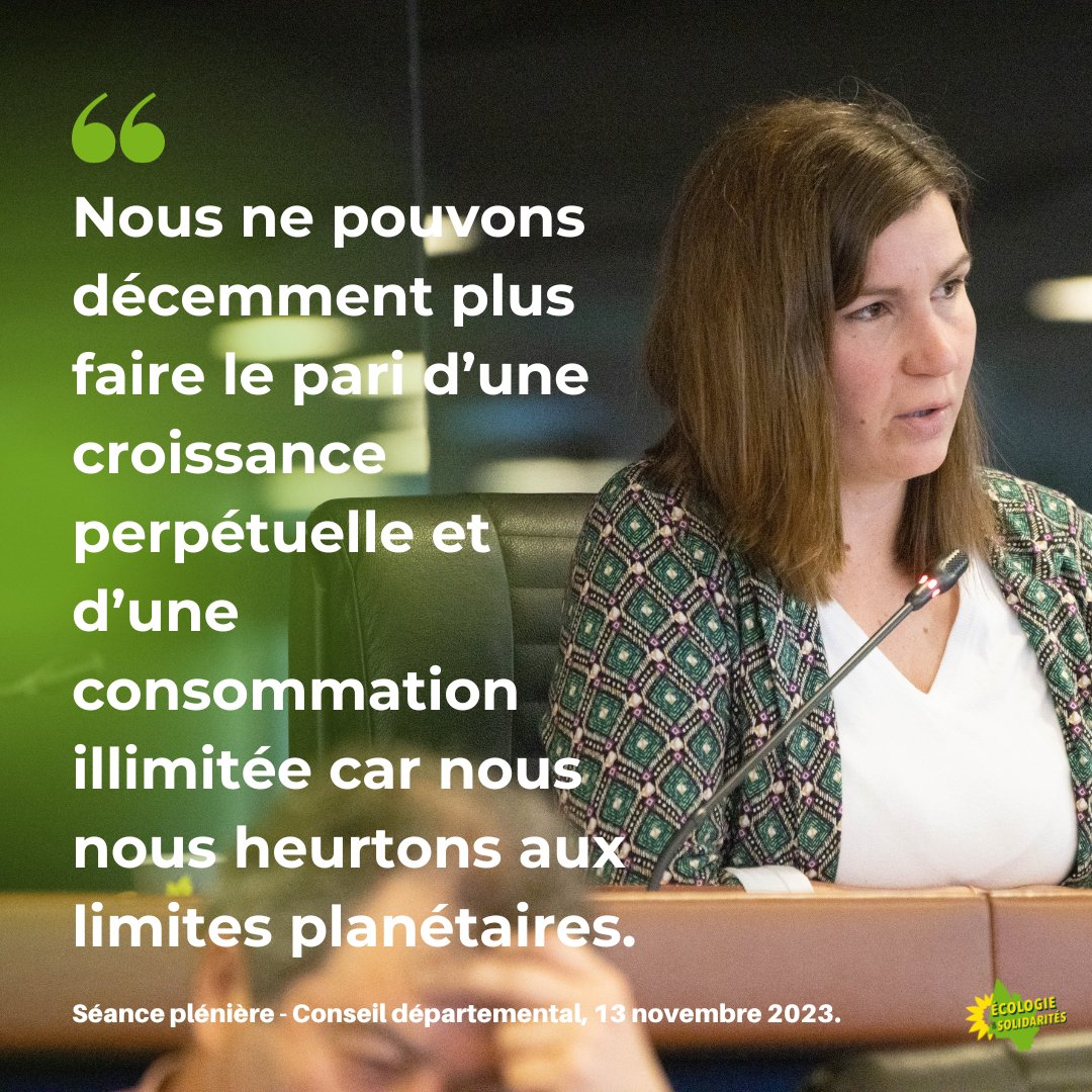 📣 @Maud_Dumont  intervient en introduction de la séance pour une refonte du mode de financement des Départements afin qu'ils puissent répondre aux besoins de l' #urgencesociale et #climatique.