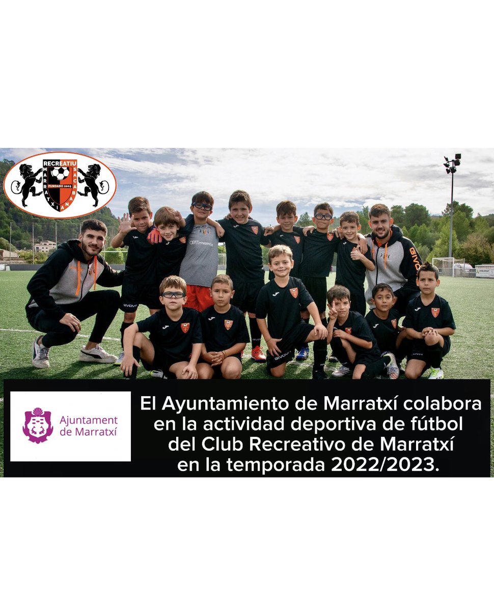 El Ayuntamiento de Marratxí @ajmarratxi  colabora en la actividad deportiva de fútbol 
del Club Recreativo de Marratxí en la temporada 2022/2023.