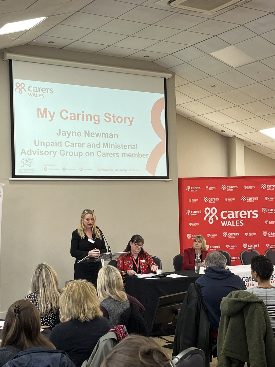 Jayne Newman, an unpaid carer from Newport, shares her personal experience as an unpaid carer with the conference. “We don’t get any training in this role”. “ We’re on call 24 hours a day”. #CWConf23 #FindingSolutions
