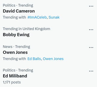 I guess with Cameron back, anything is possible, but some of the names being mentioned do seem a bit 'speculative'...

#cameronOut #sunakOut #toriesout #Reshuffle #GeneralElectionN0W