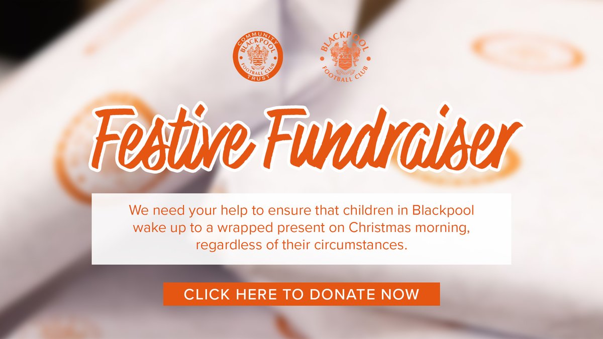 BlackpoolFC's tweet image. The Festive Fundraiser was relaunched last month, as the Club and Trust are coming together to raise money with the aim of ensuring no child within Blackpool goes without a present on Christmas Day morning.

Full details: ➡️ blackpoolfc.co.uk/news/2023/octo…

🍊 #UTMP | @BFCCT_