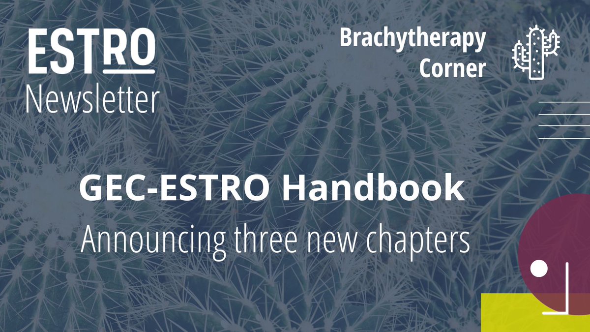 #Brachytherapy takes the spotlight this week! Alongside the GEC-ESTRO Wkp to start Thursday we're thrilled to announce 3 new chapters from the GEC-ESTRO handbook:
✅ Pediatric Malignancies
✅ Primary Vaginal Cancer &amp; Vaginal Recurrences
✅ Cervix Cancer
👉 bit.ly/3ufmpBm
