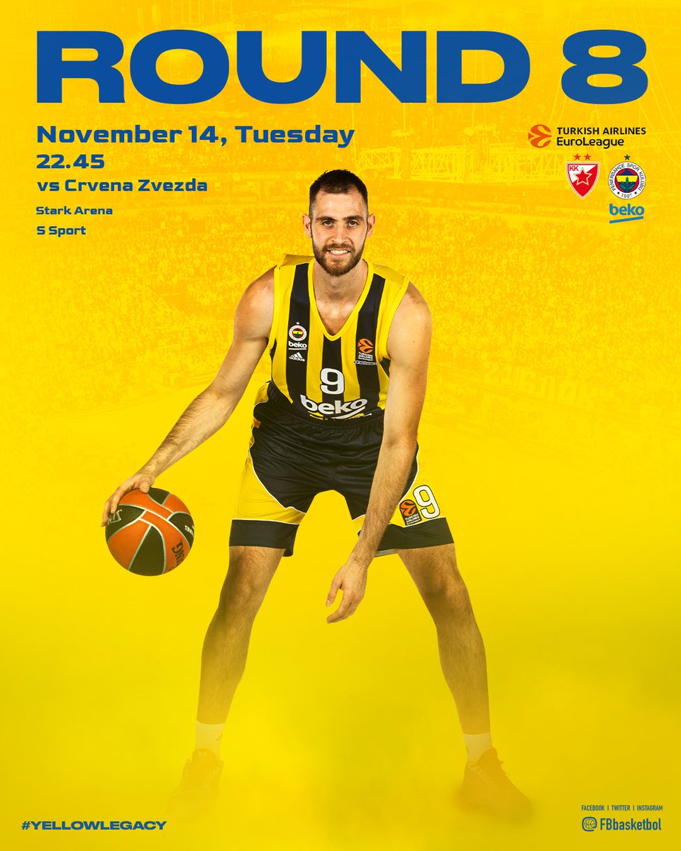 Fenerbahçe Beko, Kızılyıldız’a konuk oluyor. #YellowLegacy #EuroLeague 👉 bit.ly/40AJfzg