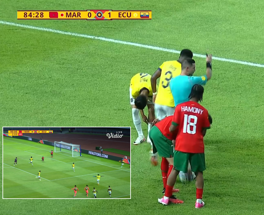 FT #WorldCupU17 
Maroko 0-2 Ekuador
⚽ Bermudez 62' (P), 90+3'

GW 1:
Panama 0-2 Maroko
Indonesia 1-1 Ekuador

GW 2:
Maroko 0-2 Ekuador
Indonesia vs Panama? kira-kira brp skornya?

Semoga Indonesia menang 🙏 #TimnasDay