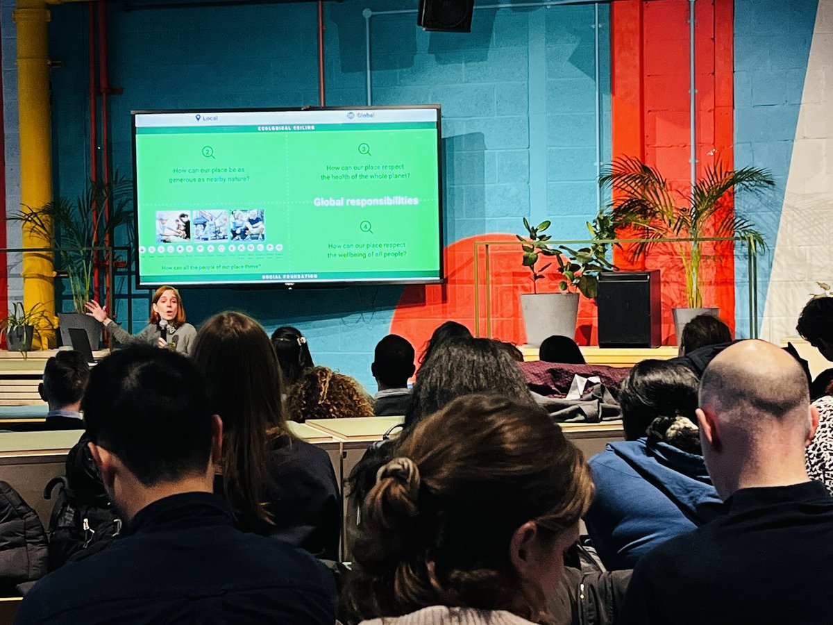 <a href="/LGrcheva/">Leonora Grcheva</a> reveals the Doughnut unrolled framework that invites the community to ask: 

How can our place… 
 🌳be as generous as nearby nature?
🌏respect the health of the whole planet?
🤷🏽‍♂️respect the wellbeing of all people!
✨How can all the people of our place thrive?