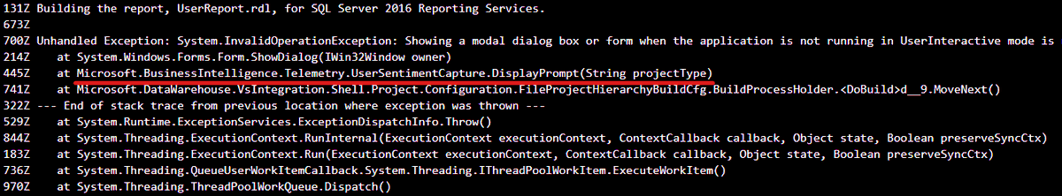 deostel's tweet photo. @Microsoft can someone in the SSRS dev team remove the bloody survey from the Reporting Services package? This pop up prevents scripting reports deployment in @Azure agents, and no, I'm not satisfied with my Reporting Services experience. https://t.co/WsG4WEBlRi