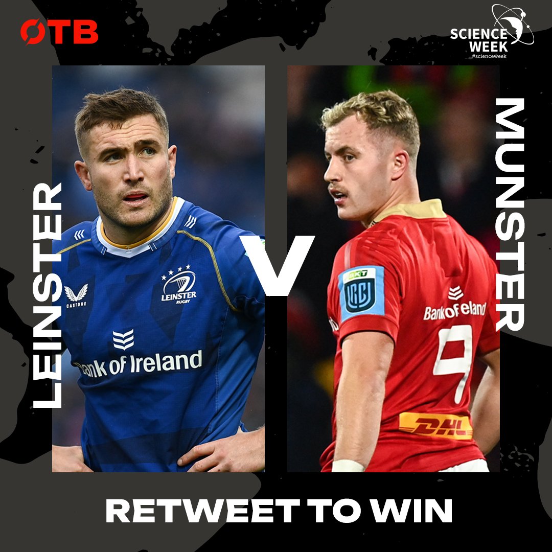 🚨Comp Time🚨 OTB have teamed up with @ScienceWeek, which is taking place from the 12th-19th of November. To celebrate we have 8 pairs of tickets to Leinster Vs. Munster on Nov 25th! To win Like & Retweet this post! Visit Scienceweek.ie for more | #Science #Human