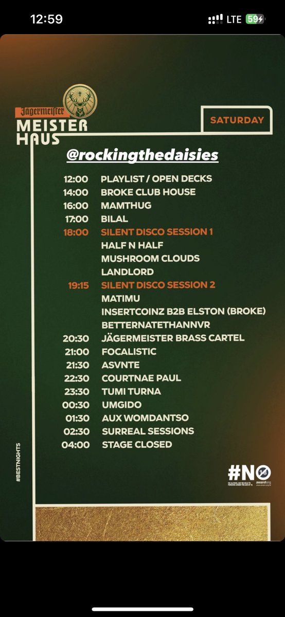 mushroomclouds_'s tweet photo. See you @RockingTheDaisy this Saturday 😳🫵🏾

@jagermeistersa silent disco about to go UP!!! https://t.co/fYKlixvLQ5