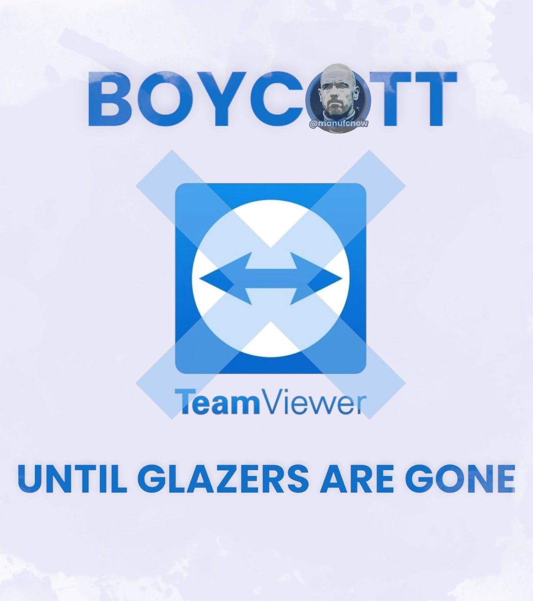 manufcnow's tweet photo. 🚨Action against TeamViewer🚨
1. Go to @TeamViewer Twitter
2. Comment:
"We are boycotting Teamviewer until you cease association with The Glazer Family #GlazersOut
#BoycottTeamViewer"
3. Like, Share this post for visibility
4. More info @MANUFCNOW ↩️
#GlazersOutNOW #GGMU
#BoycottTeamViewer #FullSaleOnly #MUFCTakeover #MUFC_Family #GlazersAreVermin