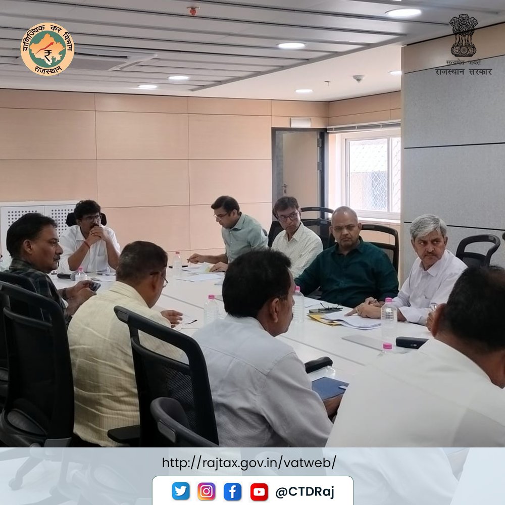 CTDRaj's tweet photo. झालाना स्थित एक्सिलेंस सेंटर ऑफ राजस्थान में वाणिज्यिक कर विभाग की संभागीय समीक्षा बैठक का हुआ आयोजन। मुख्य आयुक्त श्री रवि कुमार सुरपुर ने की वित्तीय वर्ष की पहली तिमाही में संग्रहित राजस्व संग्रहण की समीक्षा।
#ctdraj #gst #gstupdates #rajtax #taxhelp #taxsupport #taxhelpdesk https://t.co/q9keusV8Gi