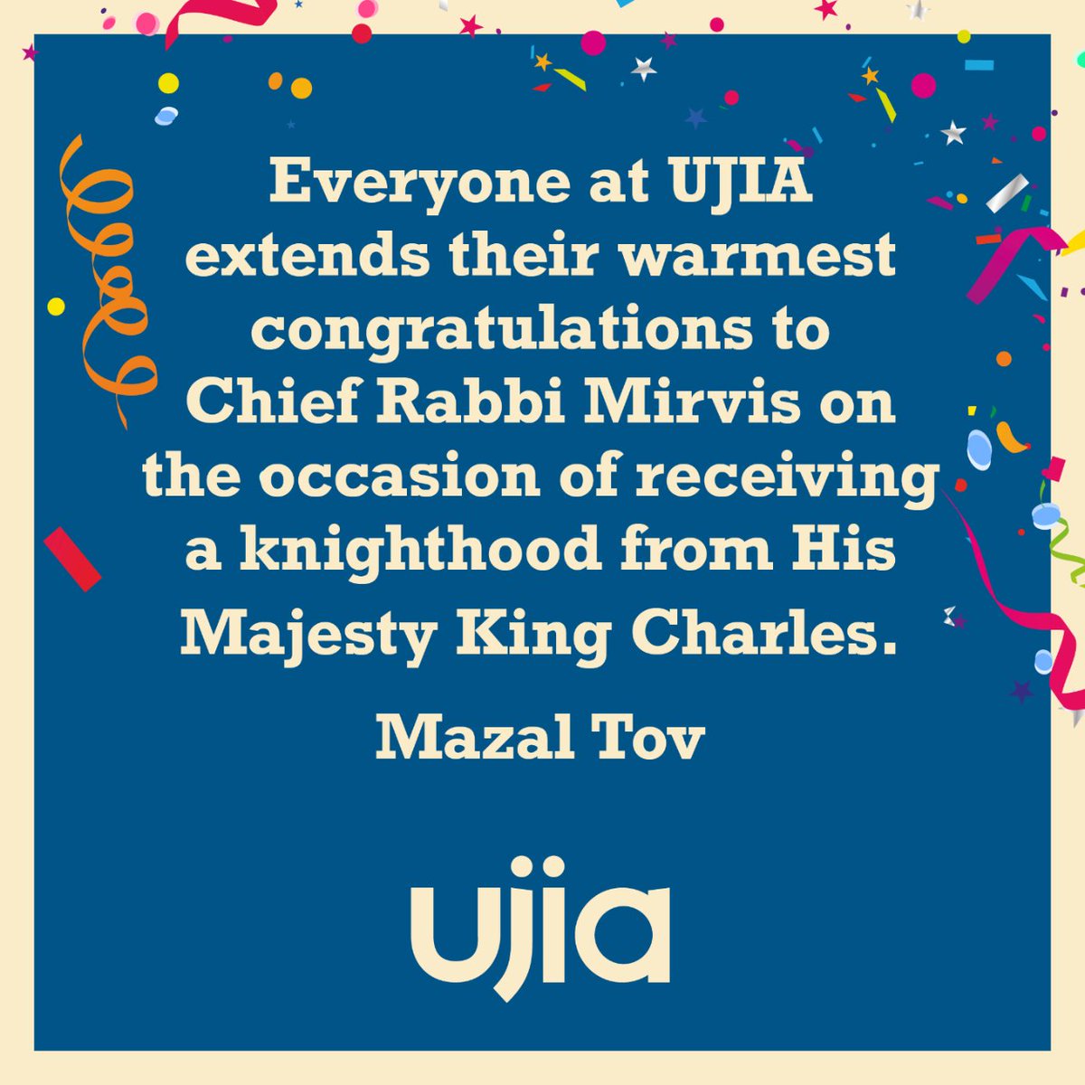 UJIAcharity's tweet image. Mazal Tov @chiefrabbi from UJIA! 

#mazaltov
