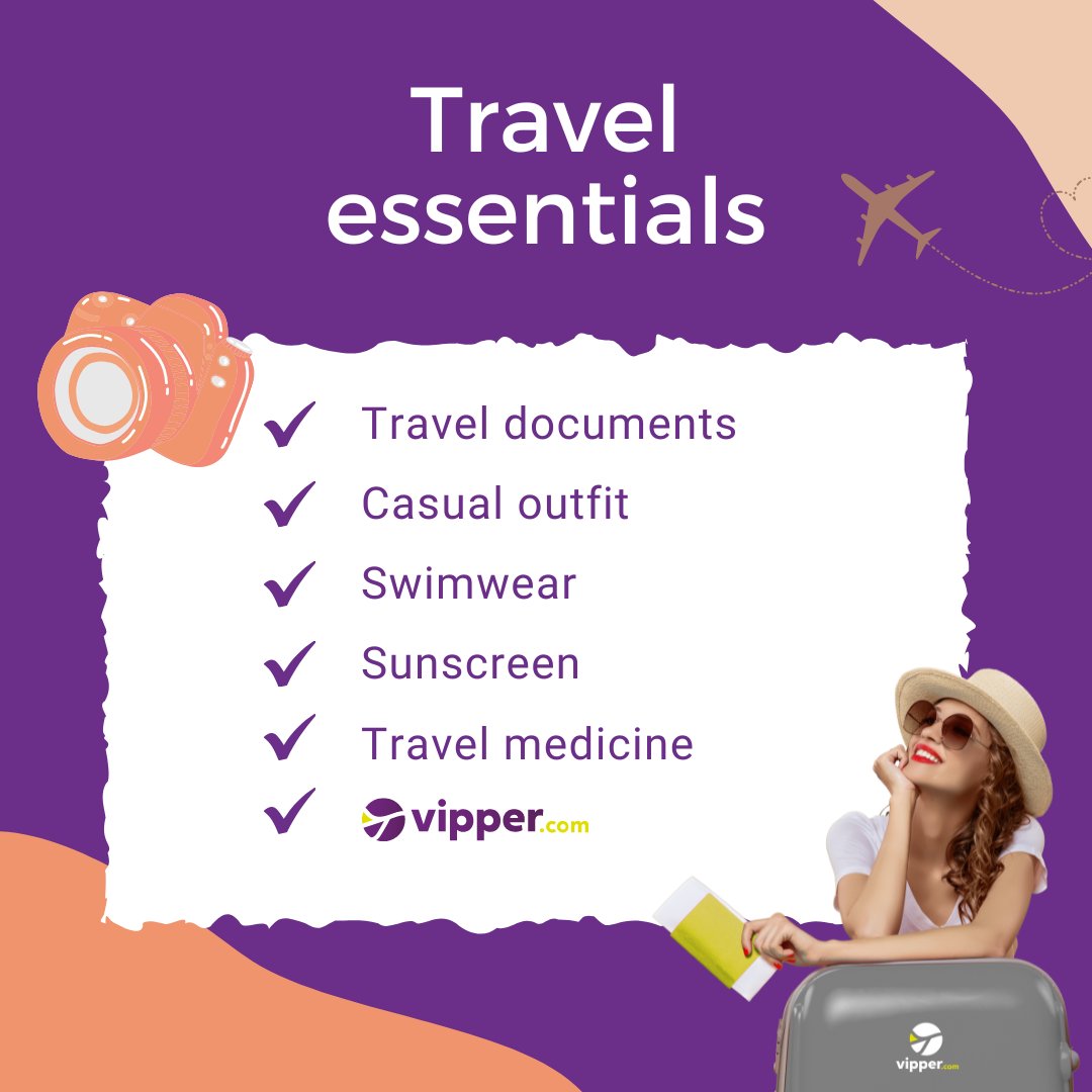 Vipper_com's tweet photo. 🏖https://t.co/rQgNCHg5Kr summer advice: ☑️Always carry your travel essentials with you for the best travel experience.
#vippercom #travel #summer #flights #traintravel https://t.co/exJJkp6pKf