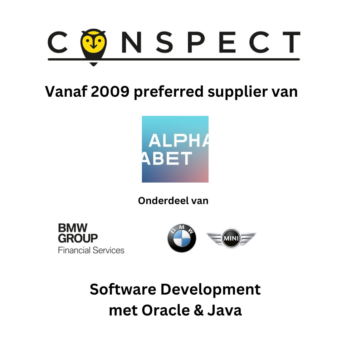 Al vanaf 2009 is Conspect preferred supplier 🥇 van Alphabet voor Oracle &amp; Java softwareontwikkeling! 🖥️💡

🚀✨ Trots op deze samenwerking! Blijf ons volgen voor meer updates! 💪📲💻

#Conspect #Innovatie #ConspectAlphabet #BMWGROUP #Plezier #Passie #Partnership