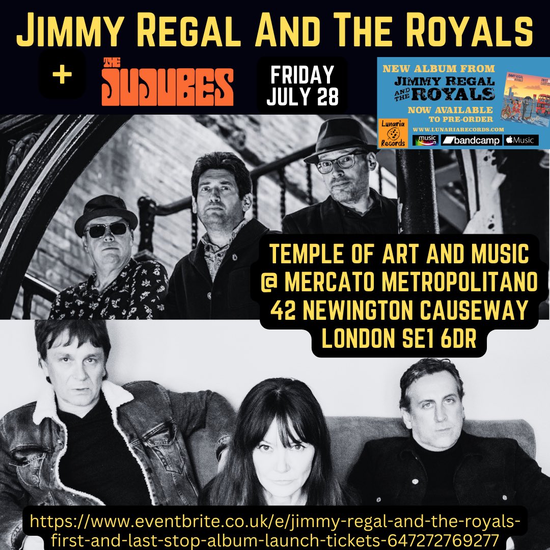 Get your tickets for this great night of music. It’s the album launch 🚀 of the mighty @JimmyRegalBand