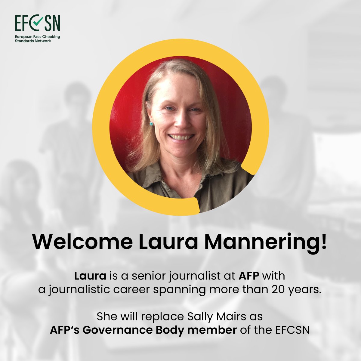 It is with a tearful eye that we say goodbye to @ssmairs, who is leaving AFP and the EFCSN's Governance Body to pursue new professional adventures. 👋

But it is with a smile that we welcome Laura Mannering as our new Governance Body member for @AFP. Welcome @LauraMannering! 🎉