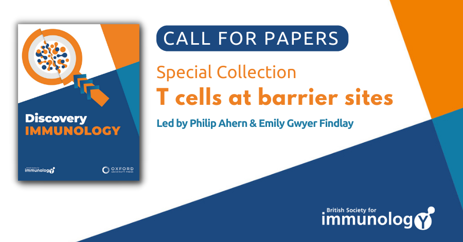 discovimmunol's tweet photo. #CallForPapers 🚧 Submit your #BarrierImmunity research for our upcoming Special Collection!
@PhilipAhern & Emily @GwyerFindlay welcome research, reviews & short reports on the role of #Tcells at #mucosal & non-mucosal barrier sites
Find out more ➡️https://t.co/L9MsFtPsrj https://t.co/7mpsWZ8rb8