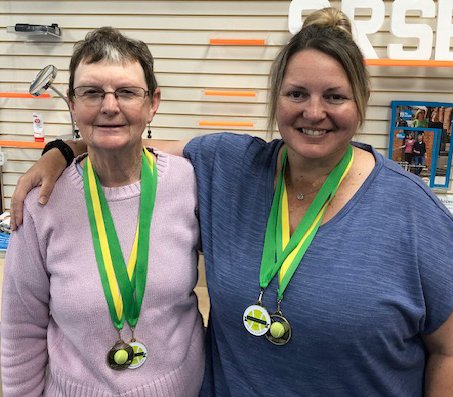 As we come to the end of @Wimbledon we thought it would be nice to share this pic of 2 of our clients who attend the @syvitc sessions in #Sheffield both proudly wearing the medals they won in the B2/B3 Womens group 2023 Sheffield & District Senior Closed Tournament.