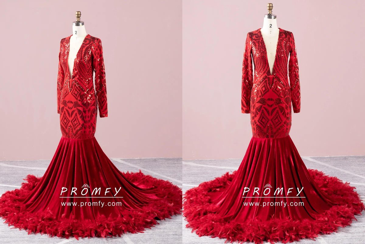 promfy_official's tweet photo. Sparkly Red Sequin Velvet Feather Mermaid Formal Prom Dress
Gorgeous dark red sequin, velvet, and feather African American mermaid prom dress with a long train. Plunging V neckline with long sleeves.
#promfy #promdress #redpromdress #mermaidpromdress https://t.co/F57yDCNeQe