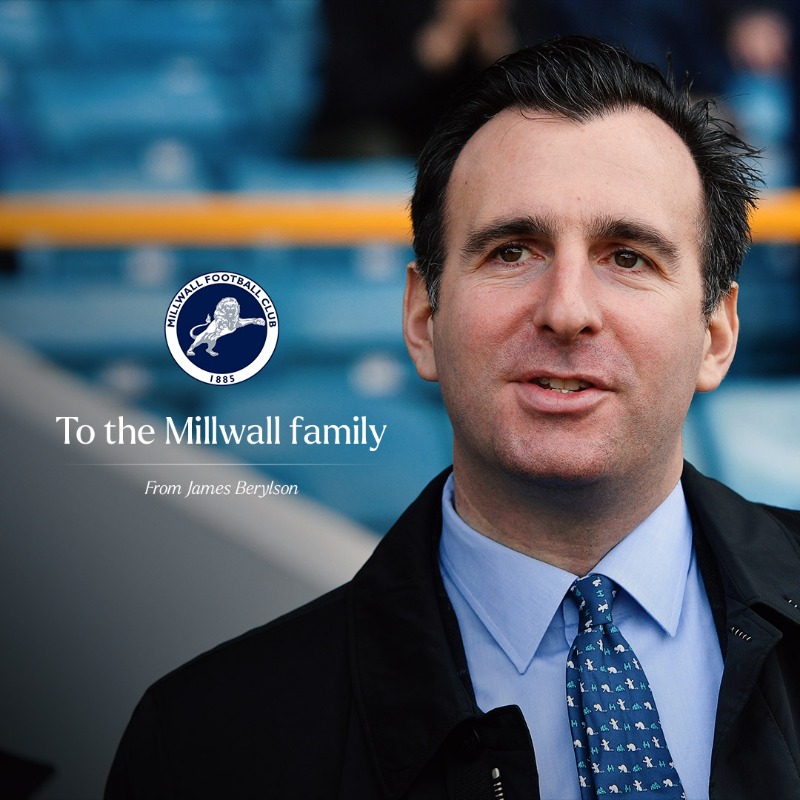 MillwallFC's tweet photo. A statement on behalf of the Berylson family from #Millwall's new chairman.