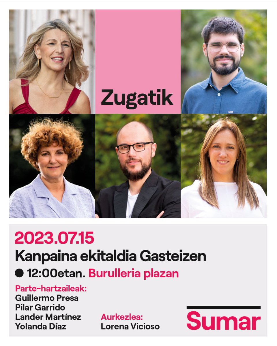 BerdeakEquo_'s tweet photo. Este sábado nos vemos en #VitoriaGasteiz con @Yolanda_Diaz_ 
 #Zugatik #EsPorTi https://t.co/93RmH4aBfh