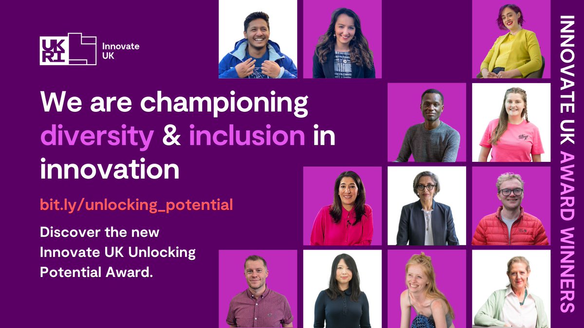 Ready to grow your innovative business? The <a href="/innovateuk/">Innovate UK</a> Unlocking Potential Award is championing diversity &amp; inclusion in innovation by providing funding, business advice &amp; an invaluable network of mentors. Find out more 👉 bit.ly/unlocking_pote…  #IUKUnlockingPotential