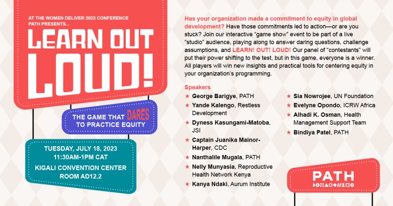 Are you going to #WD23 in Kigali next week? Join my @PATHtweets colleagues & I for an exhilarating game show-style discussion where you’ll witness the power of equity in action. RSVP here: bit.ly/44fLwkr