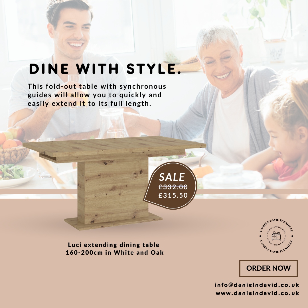 DanielnDavidFur's tweet photo. Elevate your dining experience with the Luci extending dining table!

From intimate gatherings to festive feasts, dine with style and versatility. 

Discover the beauty of seamless extension, available in White and Oak.

#DanielnDavid #FurnitureDesign #HomeDecor #InteriorDesign https://t.co/3EiDcOIkL2