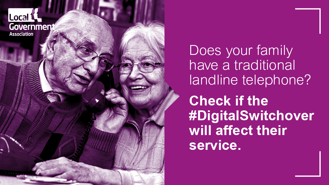 The analogue landline switch-off could affect those with a traditional 'plug-in' landline and any connected devices. Raise awareness with our printable leaflet, designed to inform those who might be digitally excluded about the #DigitalSwitchover ⬇️ ow.ly/lg0Q50P8Eux