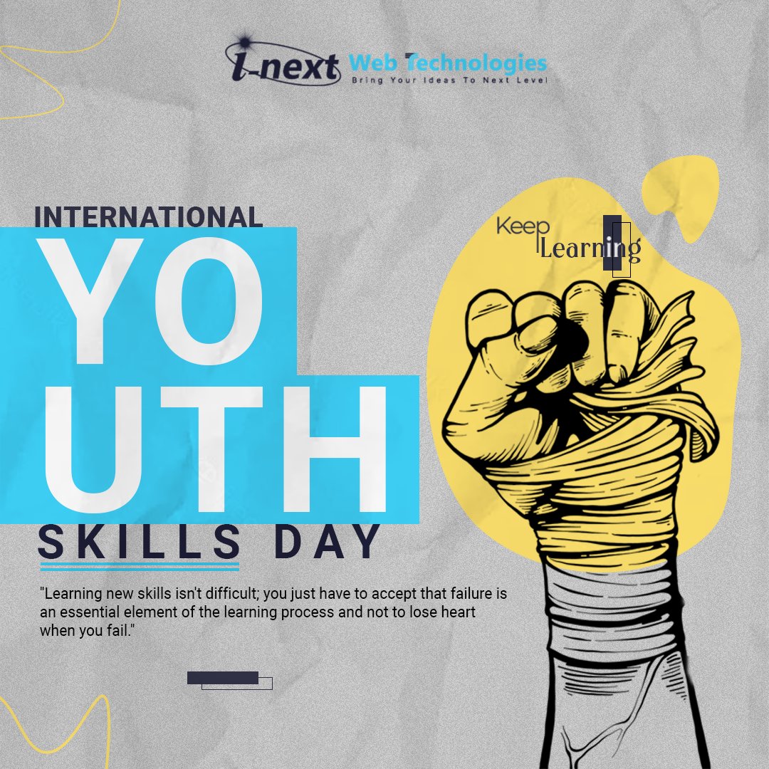 inextwebtech's tweet photo. "Learning new #skills isn't difficult; you just have to accept that #failure is an essential element of the learning process and not to lose heart when you fail."  KEEP LEARNING ! 💯
#WorldSkillsDay #WorldYouthSkillsDay #WorldSkills #YouthEmpowerment #FutureLeaders https://t.co/HzubZm41Y9