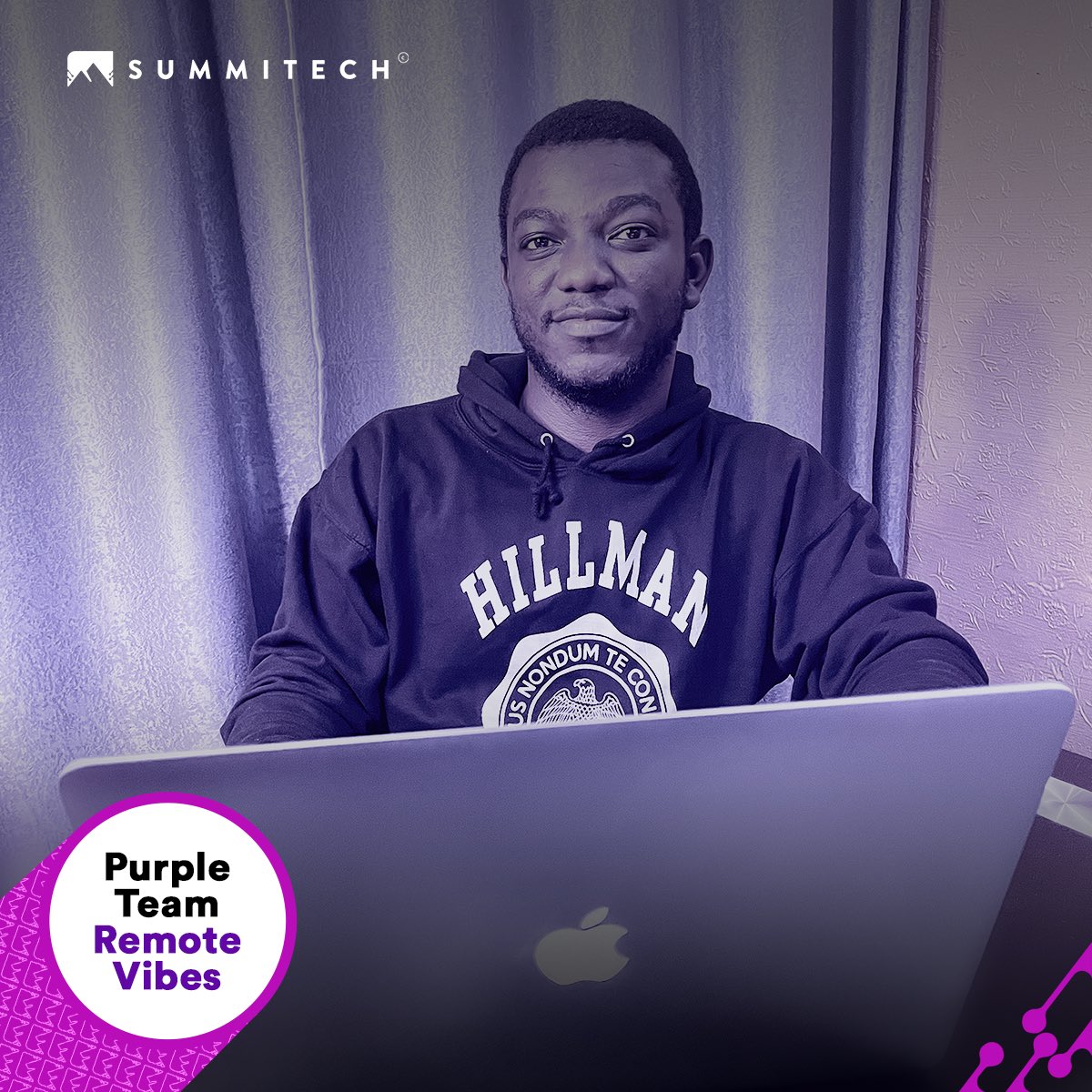 SummitechIO's tweet photo. Working from home doesn’t have to be strenuous. You can be calm, relaxed and definitely deliver your best. 

Here’s how Faaiz from the Purple Team works from home. 

#meetthepurpleteam #remotevibes #thepurpleteam #summitech https://t.co/vfq5rTCNbu