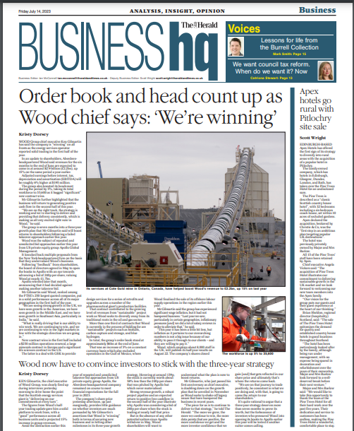 Good morning. Friday's print edition business lead: 🗞 Order book and head count up as Wood chief says: ‘We’re winning’ ✍ @KristyDorsey @ScottWWright @KarenPeattie @BrianDonnellyHT 👉 Take a look at our subscription deals: heraldscotland.com/subscribe/