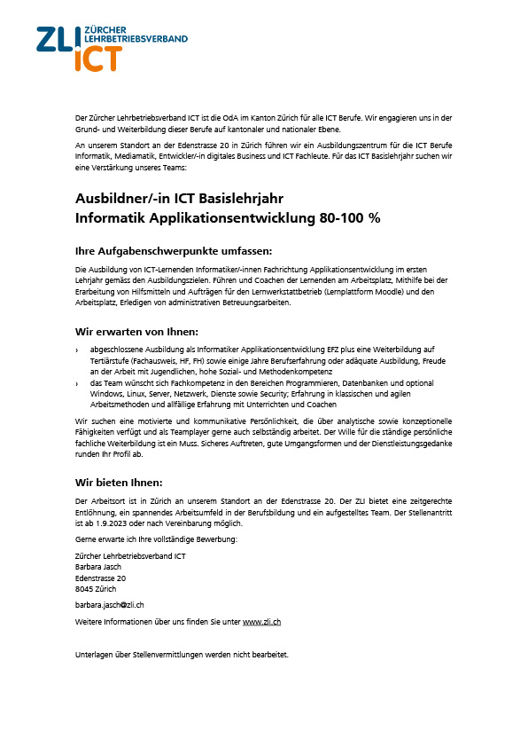 Zürcher Lehrbetriebsverband ICT tweet media