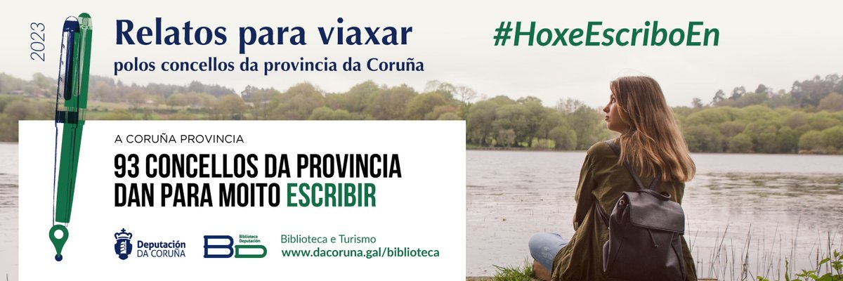 DACTurismo's tweet image. 📖 Chega uha nova edición do concurso de relatos #HoxeEscriboEn2023! Viaxemos polos #concellos da provincia da #Coruña!

Prazo de presentación ata o 📆 31 de agosto.

Consulta as bases en 📲 dacoruna.gal/biblioteca/act…