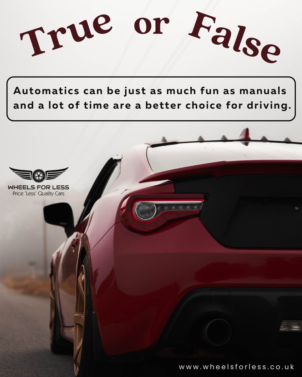 True or False?
Let us know your thought in the comment. 👇
#TrueOrFalse #Automatics #AutomaticCars #CarLover #Game #ManualCars #AutomaticOrManual #Weekend #WeekendVibes