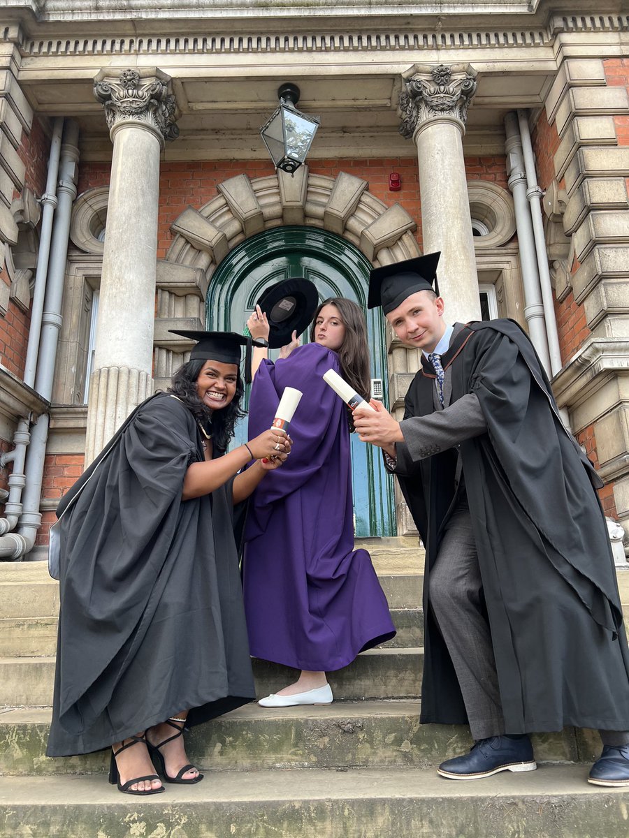 <a href="/RHSUSocSport/">Alastair Copland VP</a> &amp; <a href="/RHSUEducation/">Madelaine</a> showing us how it’s done 🎓

Super proud of the lovely new team graduating this week. Well done Nisha, Alastair &amp; Sharanya🥳

#graduates #RoyalHolloway #Graduation