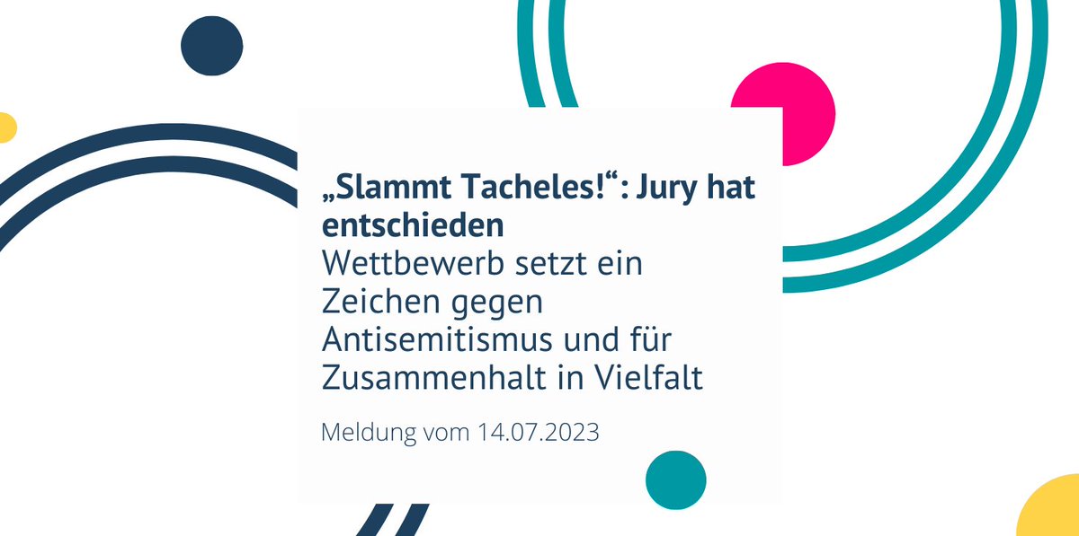 iki_integration's tweet image. #Poetry-Slam #Wettbewerb: Gestern hat die #Jury entschieden. Bis zur feierlichen #Prämierung am 9. Oktober 2023 in der Bar jeder Vernunft müssen sich die Preisträgerinnen und Preisträger noch gedulden. Erst dann werden die Platzierungen bekannt gegeben.
➡️kulturelle-integration.de/2023/07/14/sla…