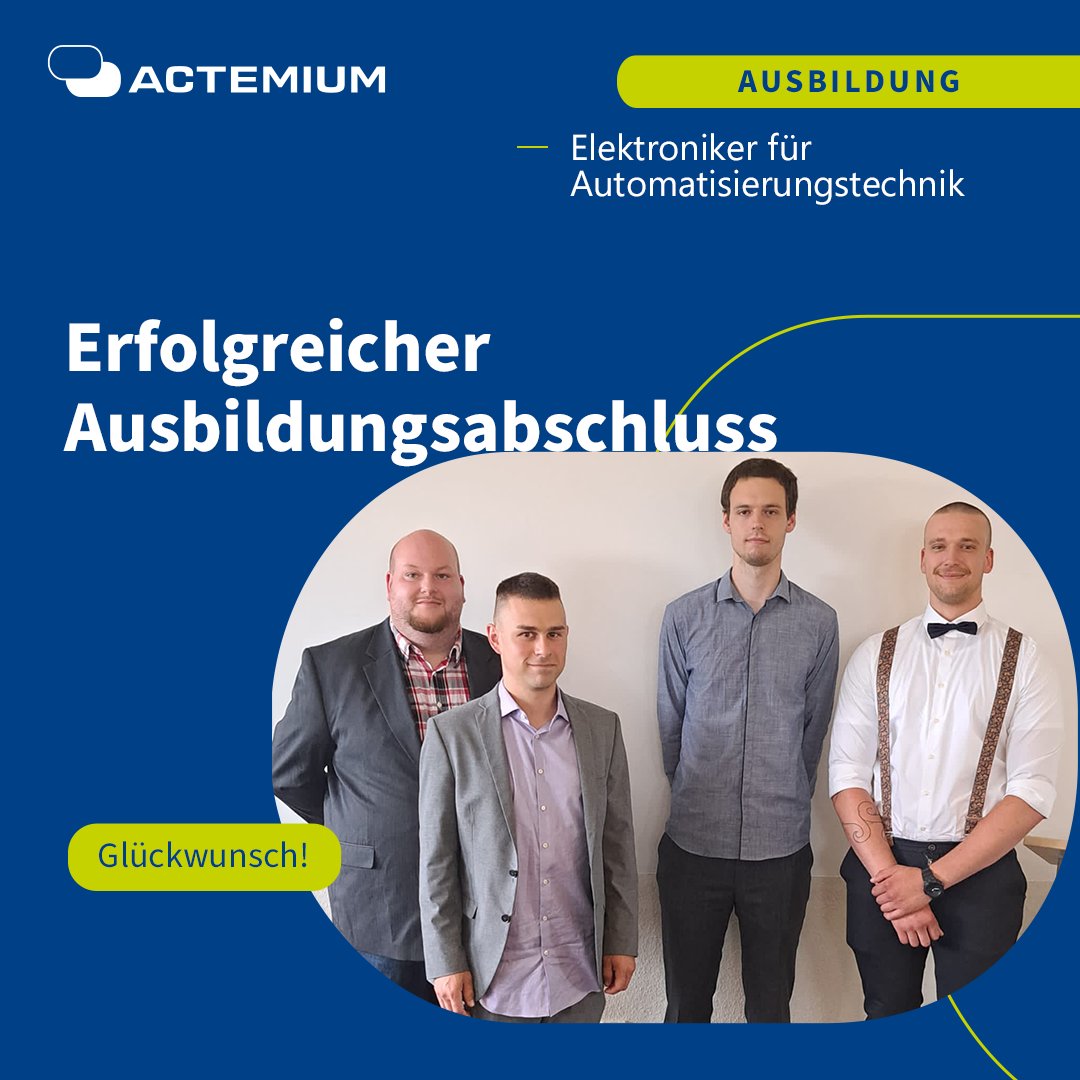 Herzlichen Glückwunsch! 🚀
Lennart, Matthias, André &amp; Markus haben ihre #Ausbildung zum #Elektroniker für #Automatisierungstechnik in nur 36 Monaten erfolgreich abgeschlossen. Das ist wirklich eine beeindruckende Leistung!
#AusbildungBeiActemium: ve.link/zwu2
#oneVINCI