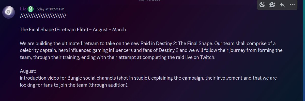 BungieLeaks on Twitter: "possible Final Shape Leaks (via Liz/D2Leaks)"