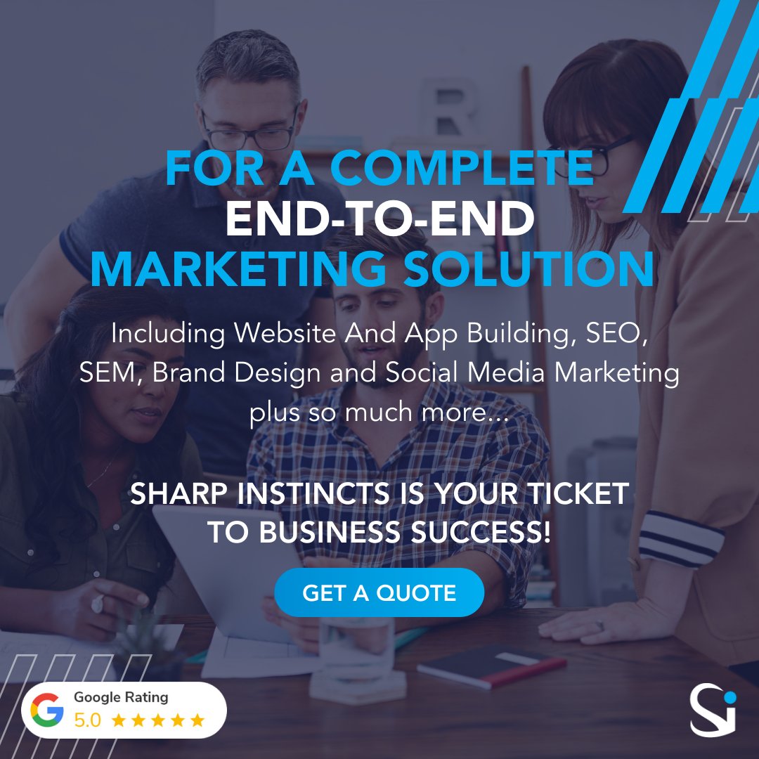Sharp_Instincts's tweet image. For a complete end-to-end marketing solution including website and app building, SEO, SEM, Brand Design and Social Media Marketing plus so much more - Sharp Instincts is your ticket to business success!
.
If you’re looking for a specialist team that can efficiently execute yo ...