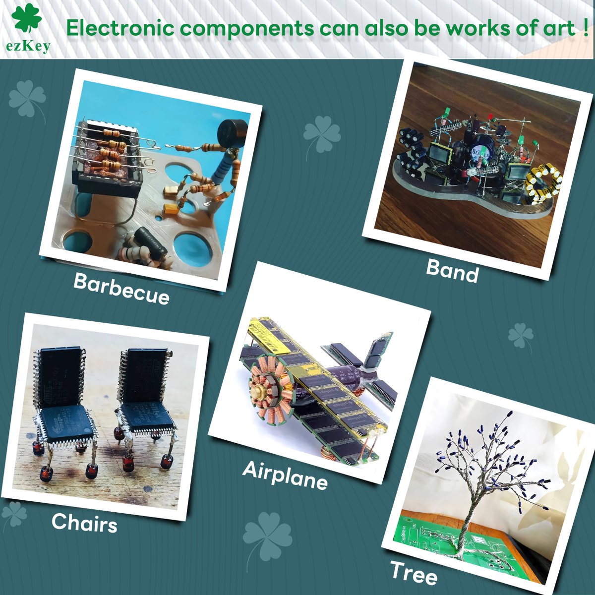 Electronic components can also be works of art, they can become barbecues, bands and anything else, we believe that anything is possible！

Get in touch with us now！
🌐 e-z-key.com
💌 info@e-z-key.com
#EzkyeyComponentsCorporation #TechSourcing #ComponentsDistribution