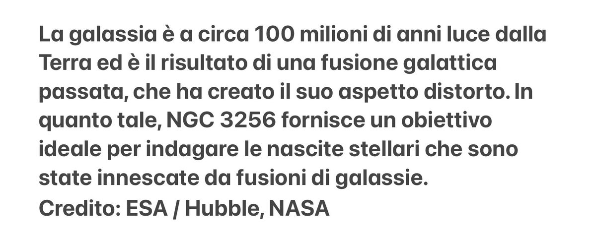 Cron_Silenzio's tweet photo. Questa immagine, ripresa con Wide Field Camera 3 (#WFC3) e Advanced Camera for Surveys (#ACS) , entrambi installati sul telescopio spaziale #Hubble, mostra la peculiare galassia #NGC_3256. https://t.co/0h85BEAbWi